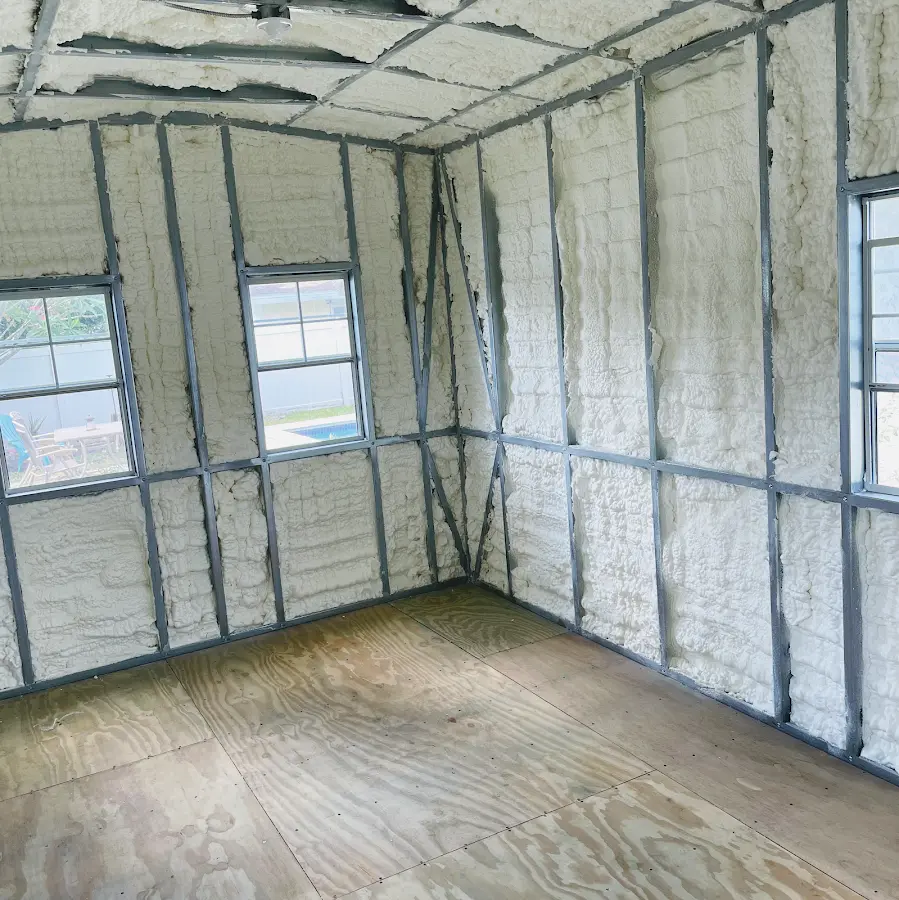 Closed-cell spray foam insulation applied to wall cavities in a residential project in North Lauderdale